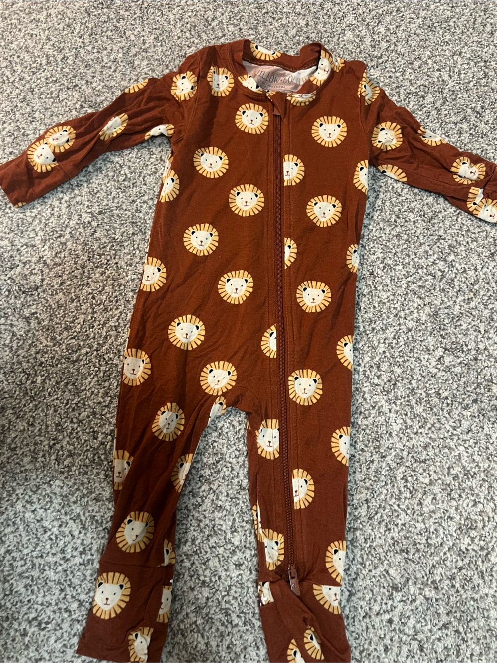 Willow & Co Brown Lion Print Footie One-Piece